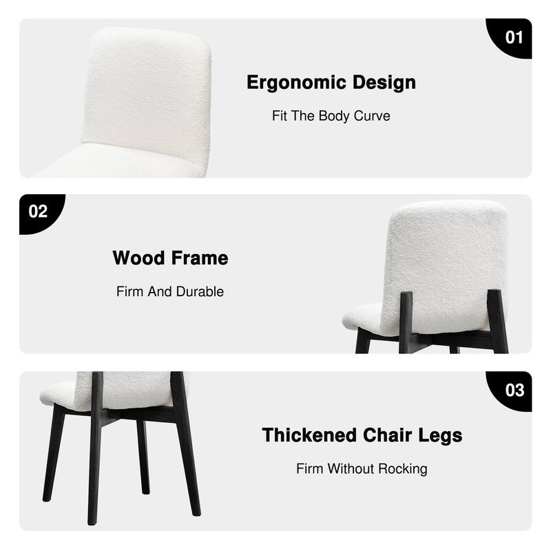 2Pcs Upholstered Dining Chairs Modern Fabric Kitchen Chairs with Padded Seat & Sturdy Wood Legs Side Chairs