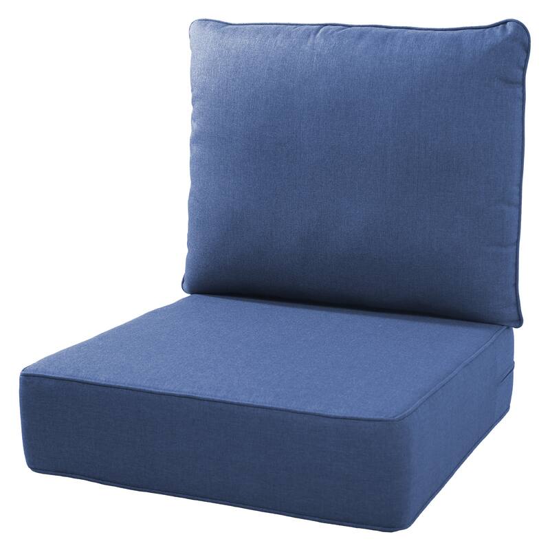 Gymojoy 24"x22"x6" Patio Thick Cushions & Pillows Set - Deep Seat Indoor/Outdoor Water & Fade Resistant - One Set - Blue