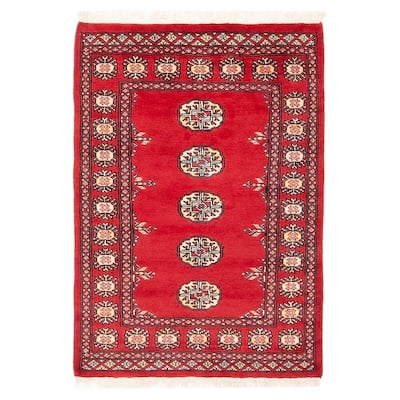 ECARPETGALLERY Hand-knotted Finest Peshawar Bokhara Red Wool Rug - 2'8 x 3'11