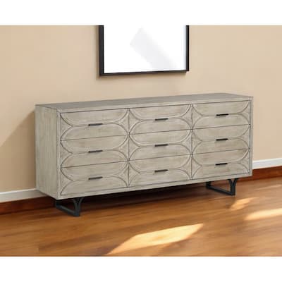 HomeRoots 70" Light Brown Solid Wood Nine Drawer Sideboard - 15.9' X '31.9' X '70.1