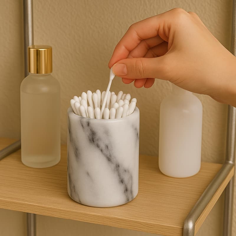Creative Home Spa Collection White Marble Tumbler, Toothbrush Holder, Makeup Brush Organizer