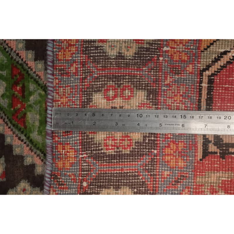 Hand Knotted Oriental 100% Wool Carpet Traditional Geometric Brown Meshkin Runner Rug - 9' 8'' X 4' 5''