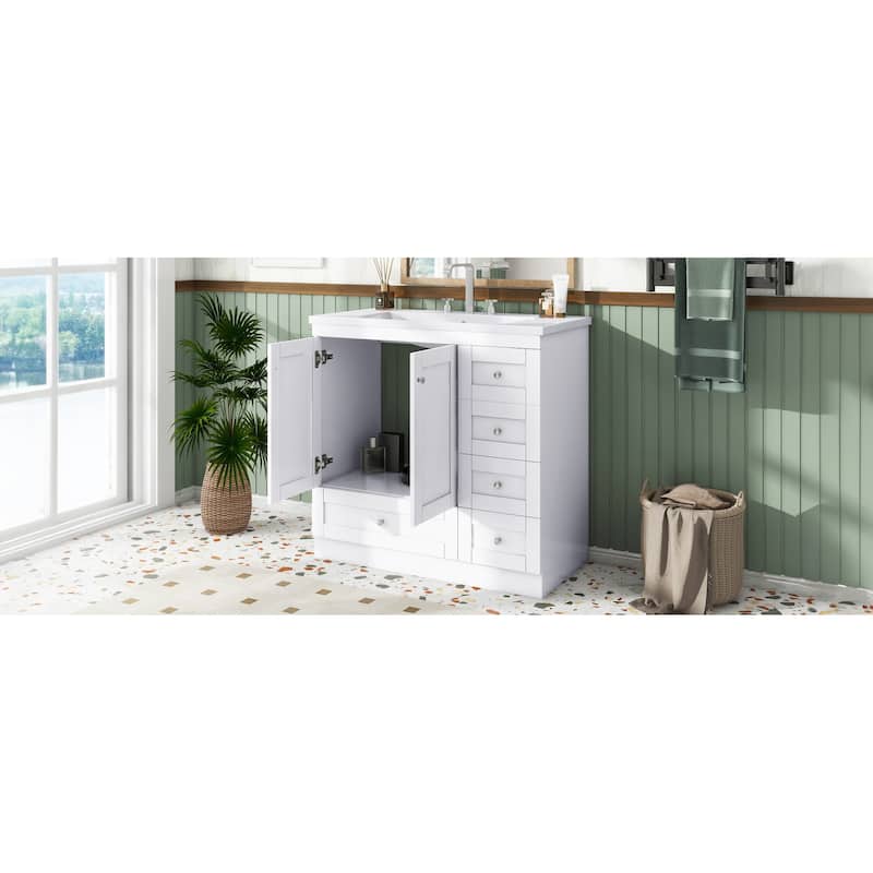 36 inch Shaker Style Free-Standing Bathroom Vanity Cabinet with Sink