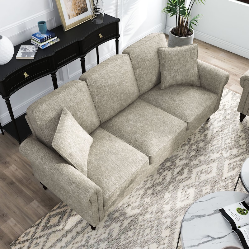 Igny Traditional Chenille Upholstered Rolled Arms Sofa by Furniture of America