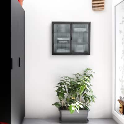 Double Glass Door Wall Cabinet Medicine Cabinets Over The Toilet Storage Cabinet Bathroom Floor Cabinet with Detachable Shelves
