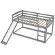 preview thumbnail 30 of 31, Modern Twin Over Twin Rugged Wooden Frame Bunk Bed With Convertible Slide And Ladder