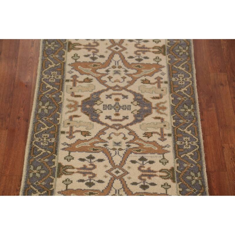 Oushak Indian Runner Rug Handmade Wool Carpet - 2'7"x 7'7"