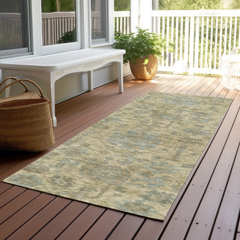 Machine Washable Indoor/ Outdoor Vintage Traditional Chantille Rug