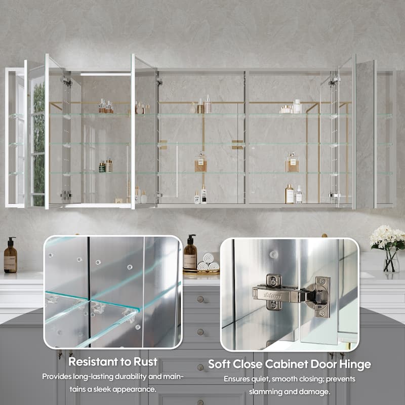 Bath 30'H Recessed or Surface Wall Mount Medicine Cabinet With Adjustable Glass Shelves