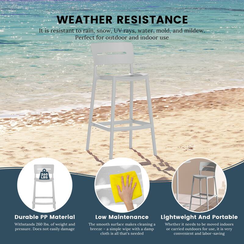 Frond and Form 29.5 Inch Outdoor Bar Stool (Set of 2)