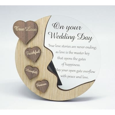 Moon With Words On Hearts And Text Message- On Your Wedding Day Plaque