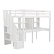 preview thumbnail 28 of 37, Twin Size All-in-One Loft Bed with Double Desk and Shelves, Storage Staircase, Guardrails, Wood Slat Support for Bedroom Dorm