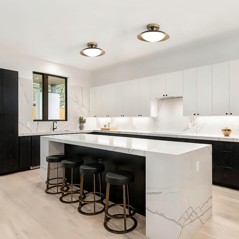 11.8-in W LED Compatible Mid-Century Modern Semi Flush Mount Ceiling Light