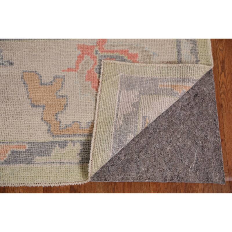 Hand Knotted Oriental 100% Wool Carpet Transitional All-Over Green Oushak Area Rug - 11' 4'' X 8' 8''