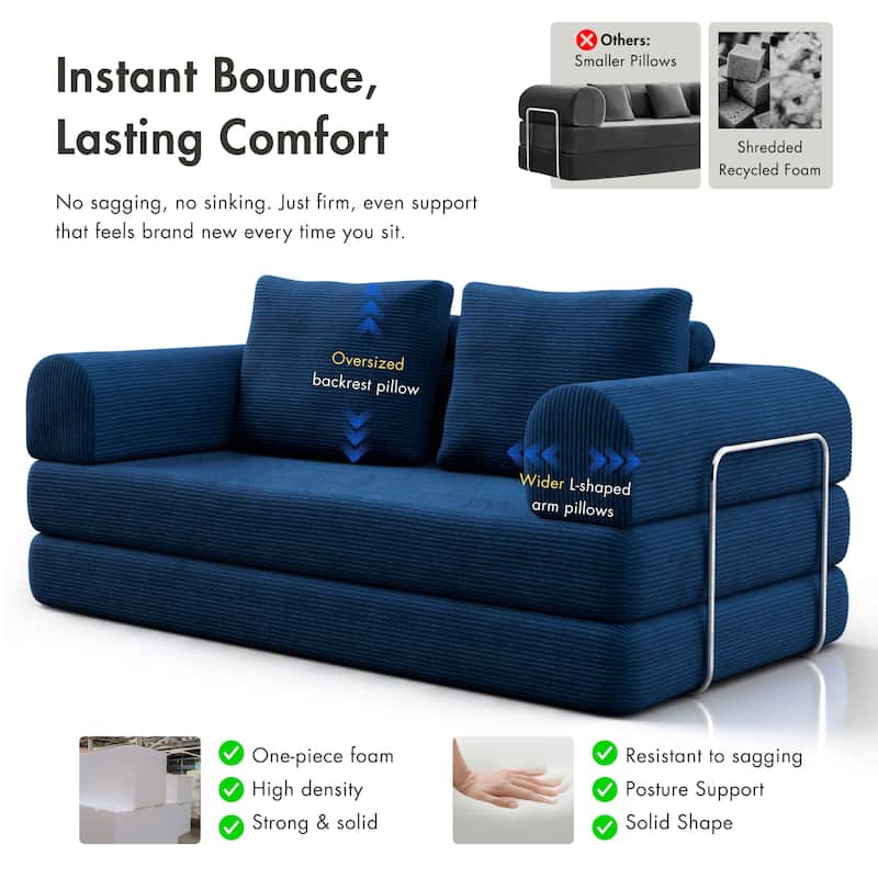 247 Shop At Home Sorai Modern Chenille Foam Modular Sofa with Pillows