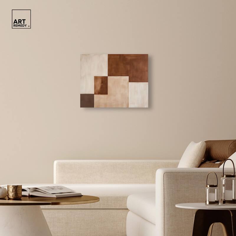 Cream and Brown Panels III Canvas by Art Remedy, Gallery Wrapped