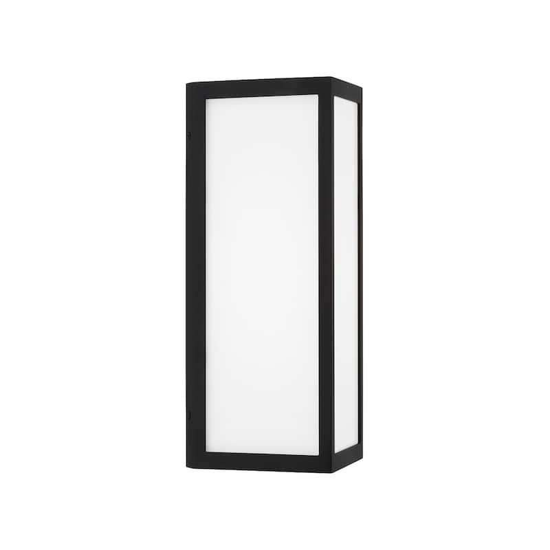 Integrated LED Outdoor Wall Lantern in Black with Painted White Glass - 7.5"W x 15.25"H x 5.25"E
