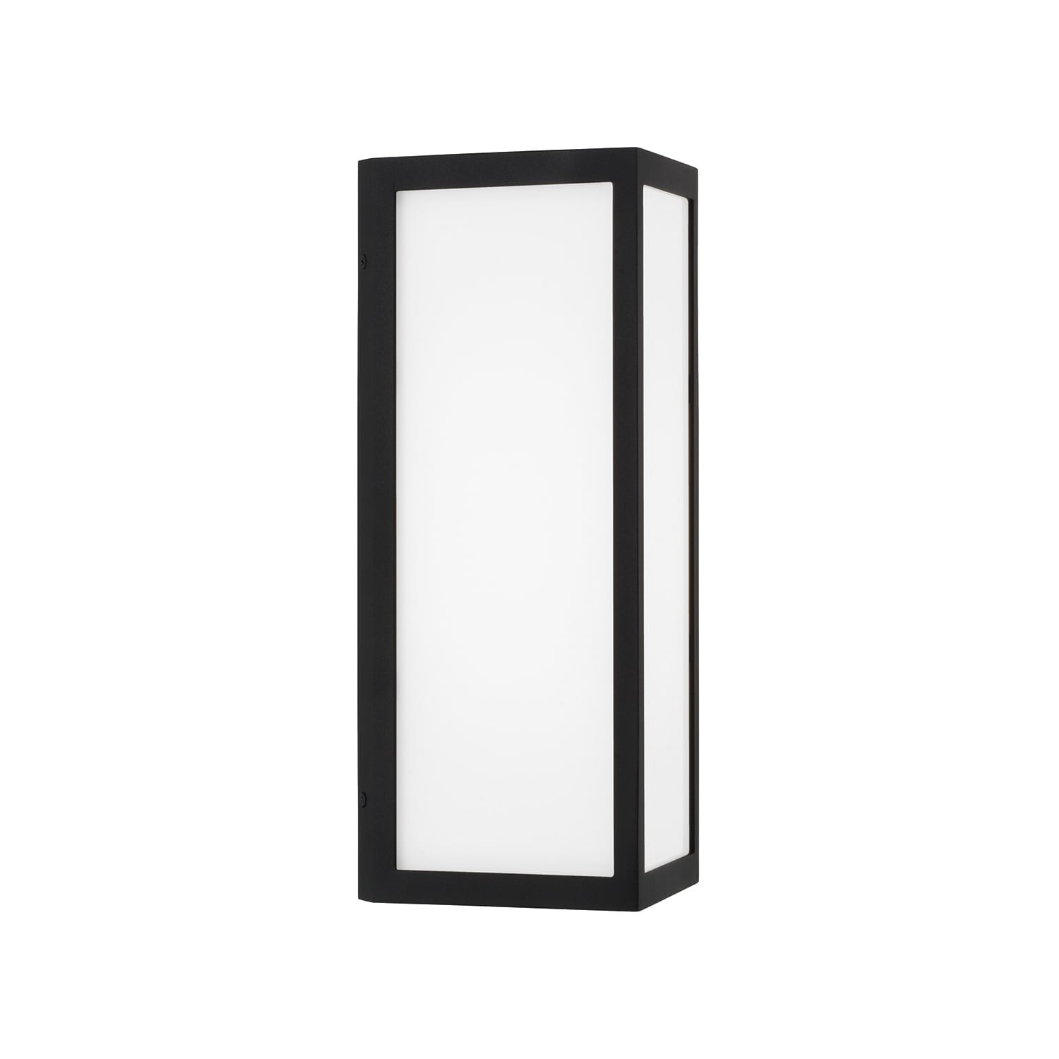 Integrated LED Outdoor Wall Lantern in Black with Painted White Glass