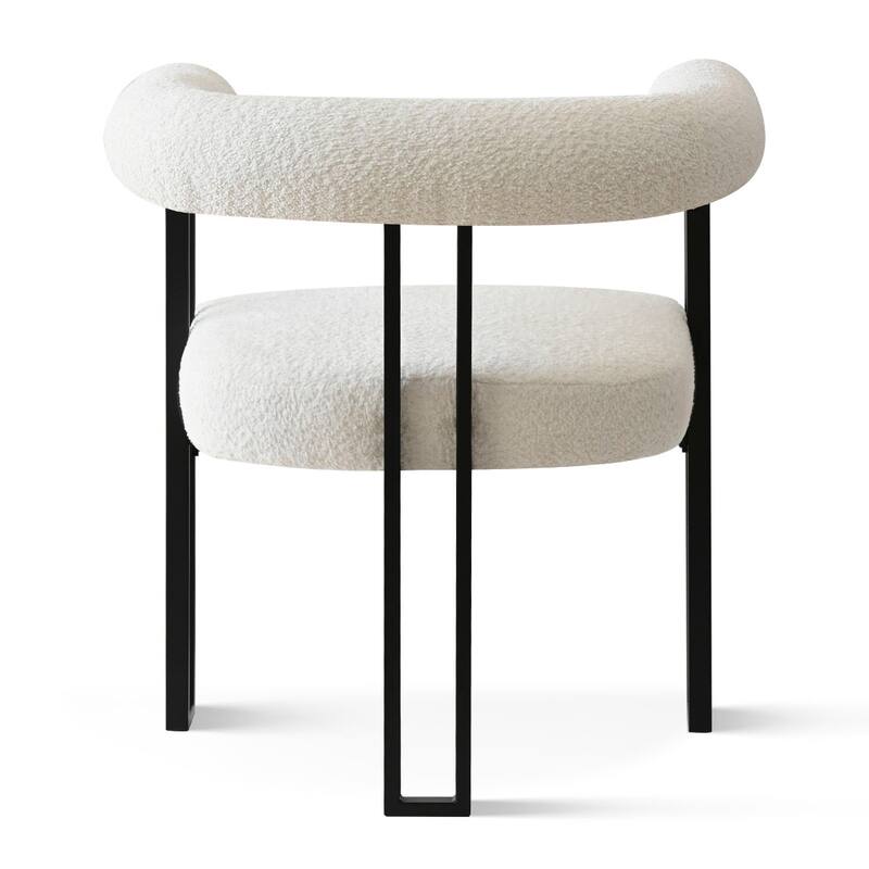 Boucle Beige Upholstered Arm Chair(Set of 2)