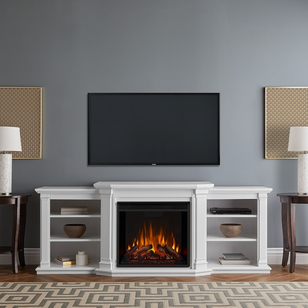 Valmont 74" Electric TV Stand Fireplace by Real Flame
