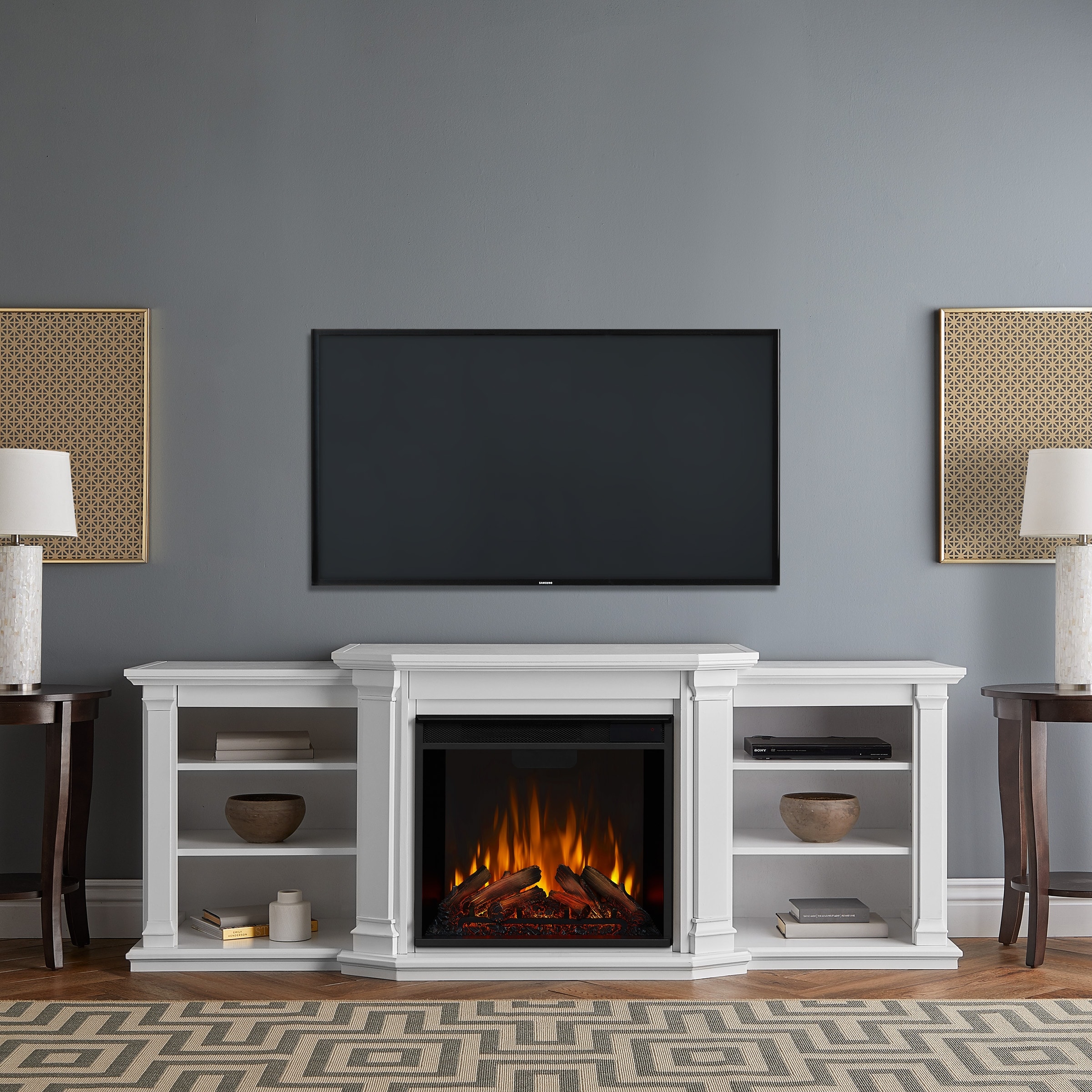 Real Flame Valmont Electric TV Stand Fireplace 74"