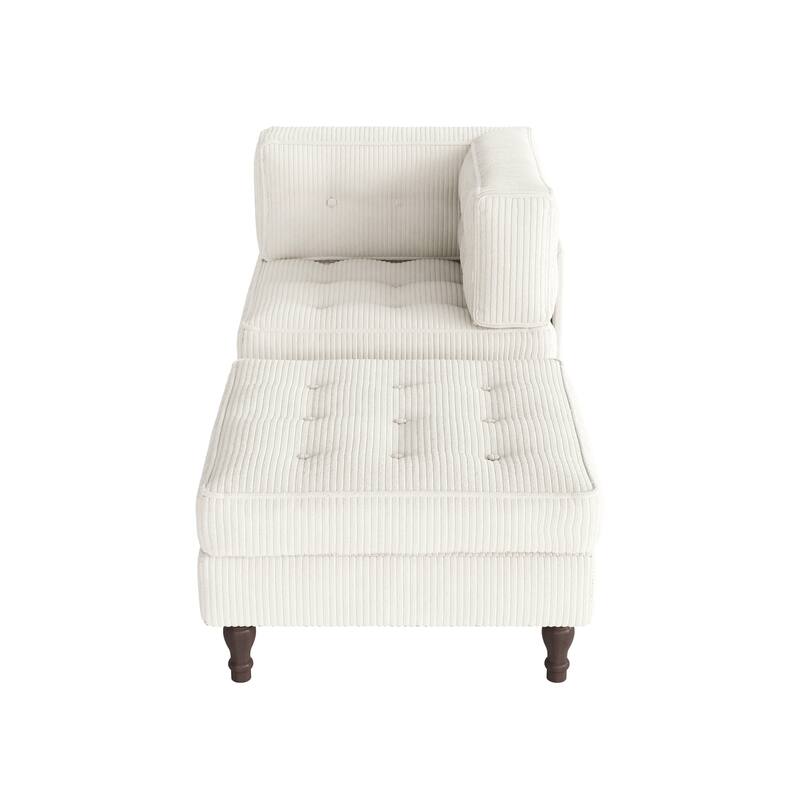 Corduroy Tufted Accent Chair Armchair and Ottoman Set