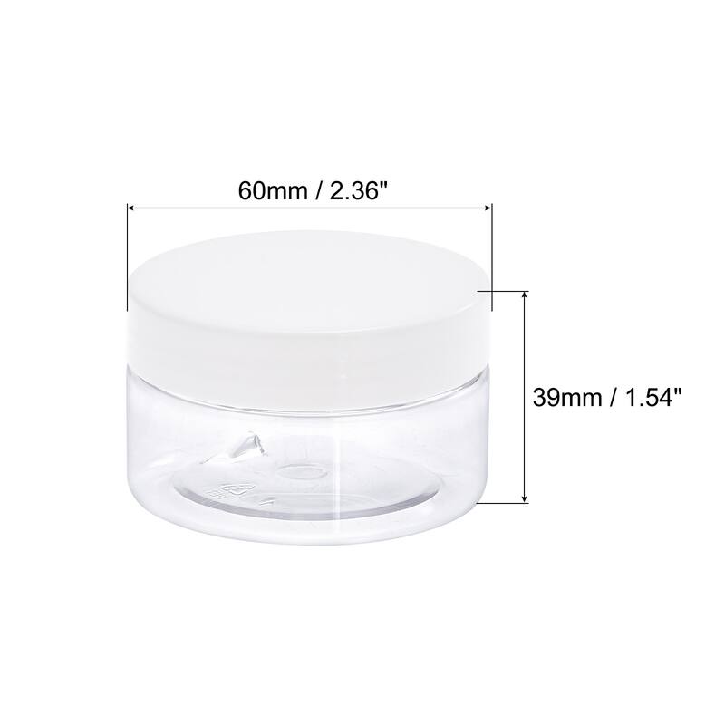 Round Plastic Jars with White Screw Top Lid, 4Pcs
