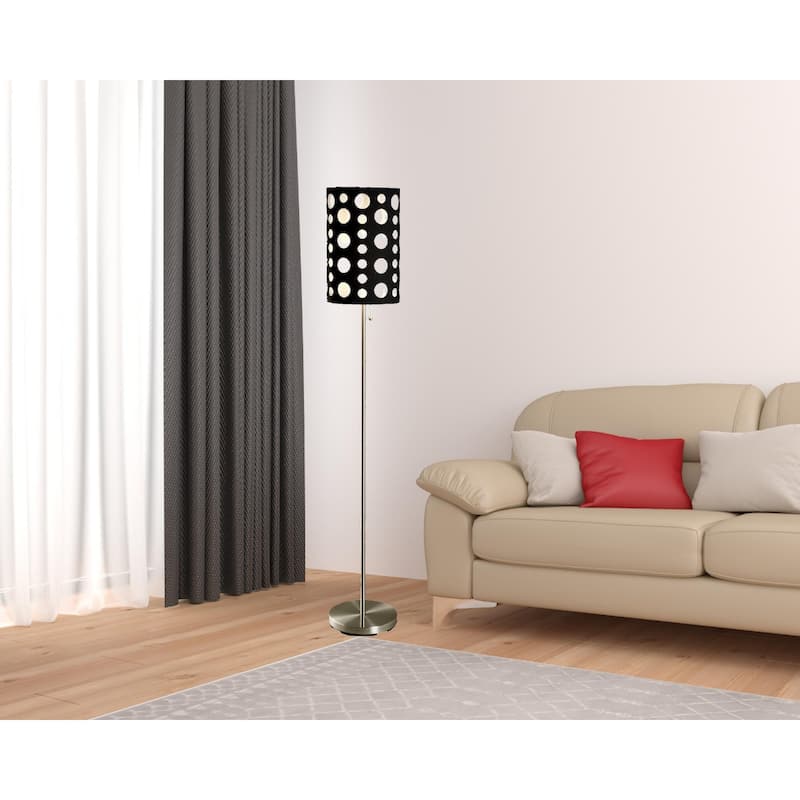 66" Steel Floor Lamp with Drum Shade and Adjustable Pull Chain