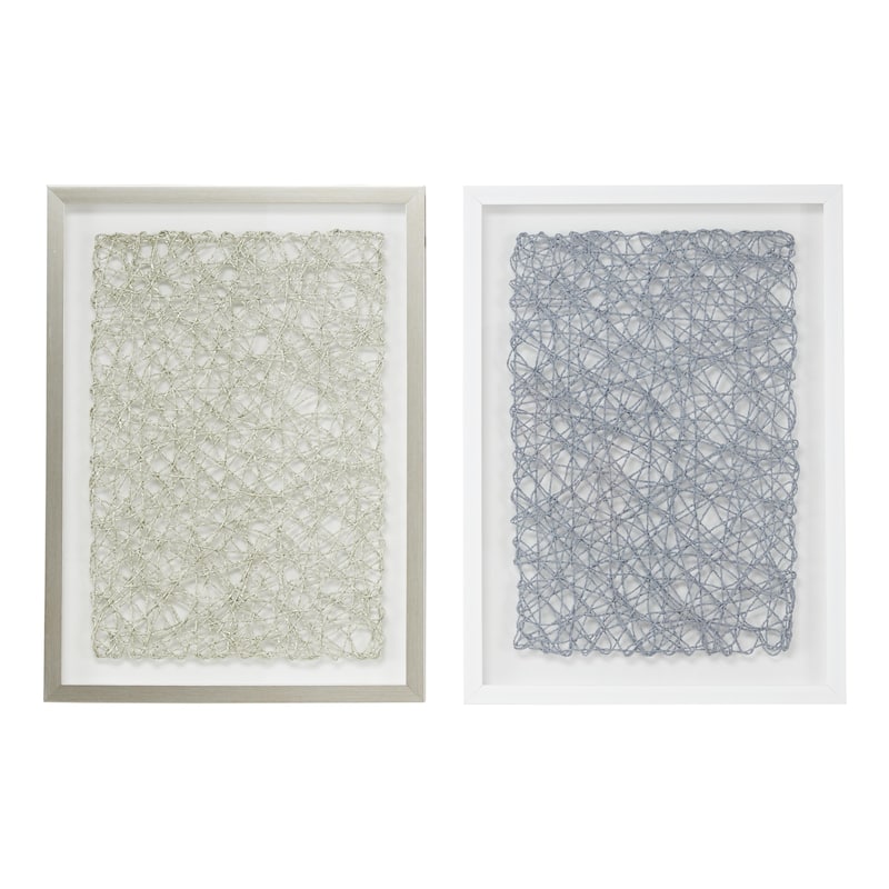 Plastic Geometric 3D Home Shadow Box with Silver Frame - Set of 2 Multi Colored - Roche River Decor