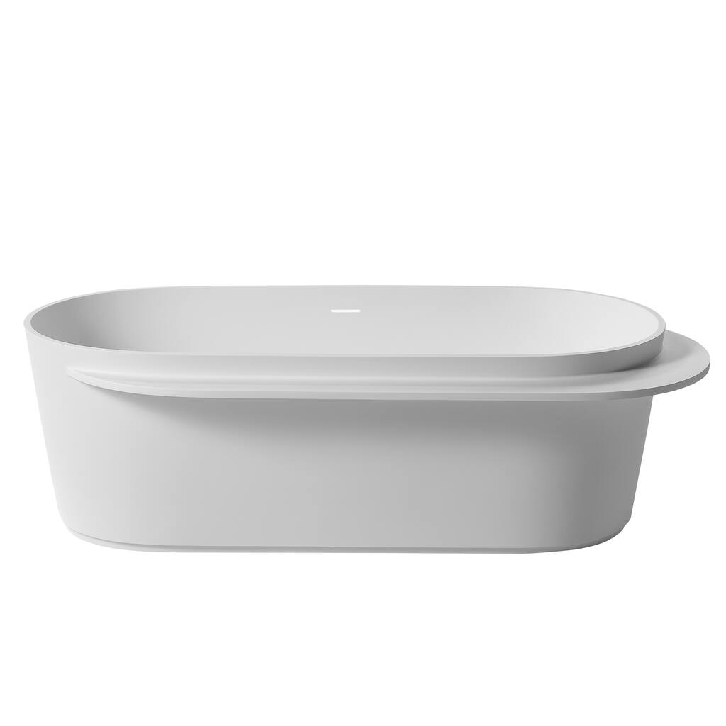 71" Solid Surface Freestanding Bathtub in Matte White