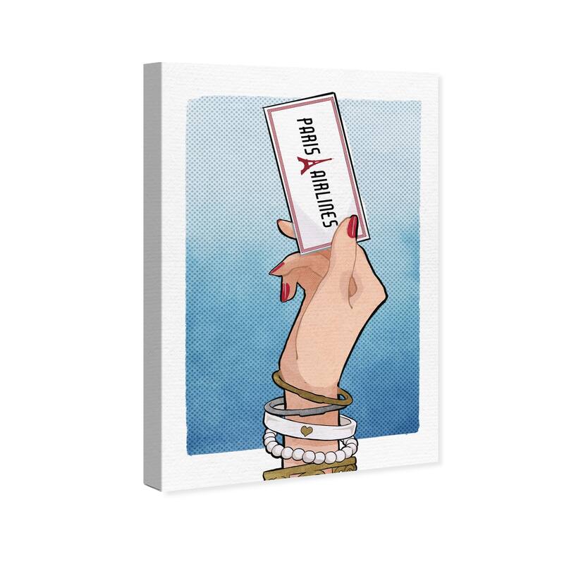 Wynwood Studio Canvas Fashion and Glam Ticket to Paris Gold and Metallic Gold Glam Wall Art Canvas Print