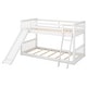 preview thumbnail 11 of 10, Twin over Twin Low Bunk Bed with Convertible Slide and Reversible Ladder, White - Space-Saving and Sturdy Wood Frame