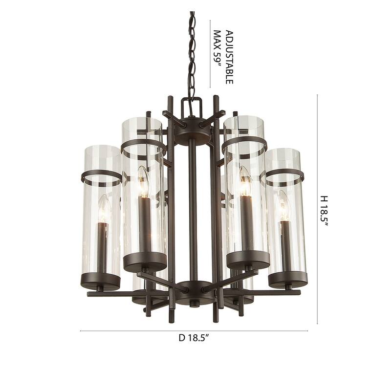 6-Light Brown Chandelier With Clear Glass Shades