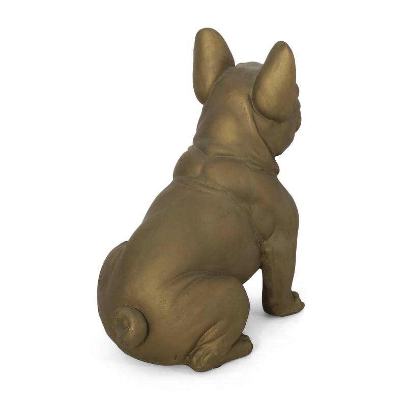 Outdoor Dog Garden Glass Sculpture, Outdoor French Bulldog Garden Statue, Rustic Gold, No Assembly Required