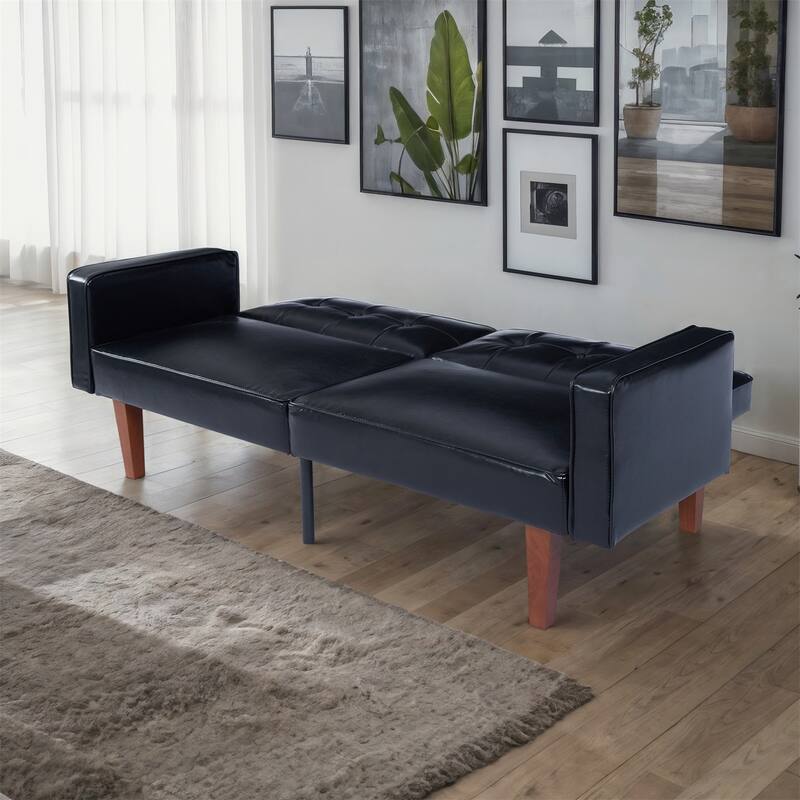 Convertible Sofa Bed Adjustable PU Leather Couch Sleeper Modern Recliner Reversible Loveseat Folding Daybed Guest Bed