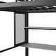 preview thumbnail 6 of 11, Black Full Size Loft Bed with Storage Wardrobe and Staircase, Kids Metal Bed with Desk, Storage Shelves