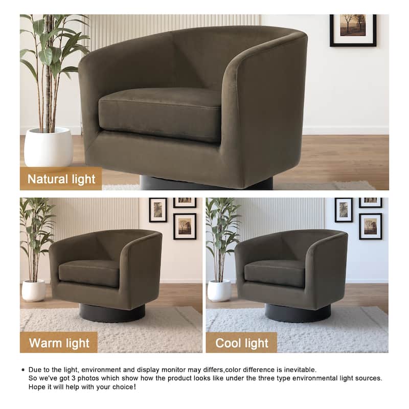 UIXE 360° Swivel Barrel Accent Chair Velvet Armchair For Living Room