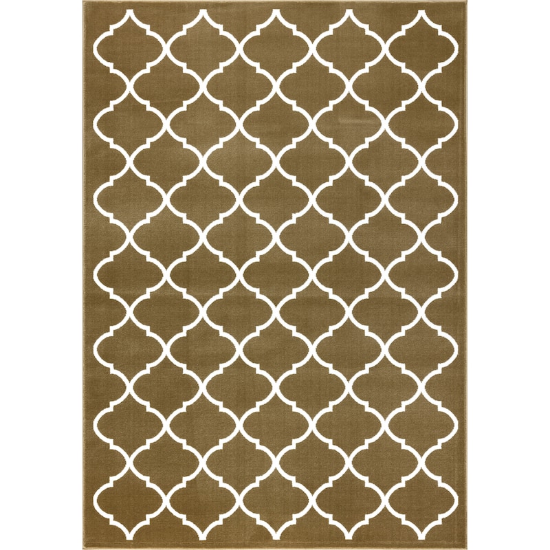SUSSEXHOME Trellis Desing Area Rug - 2' x 3' - Beige & White