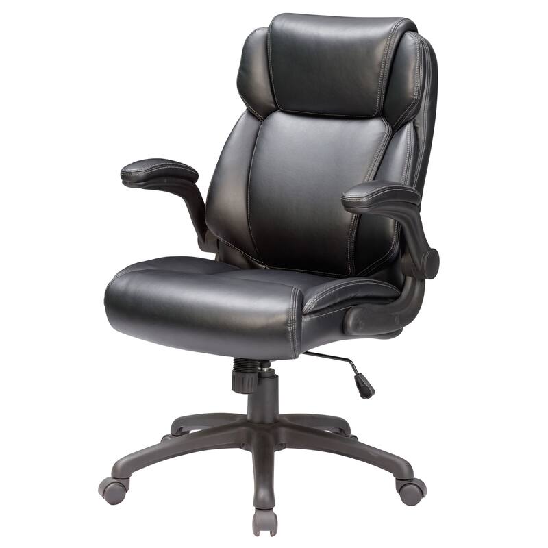 Bonded Leather Office Chair with Butterfly Mechanism and Adjustable Armrests