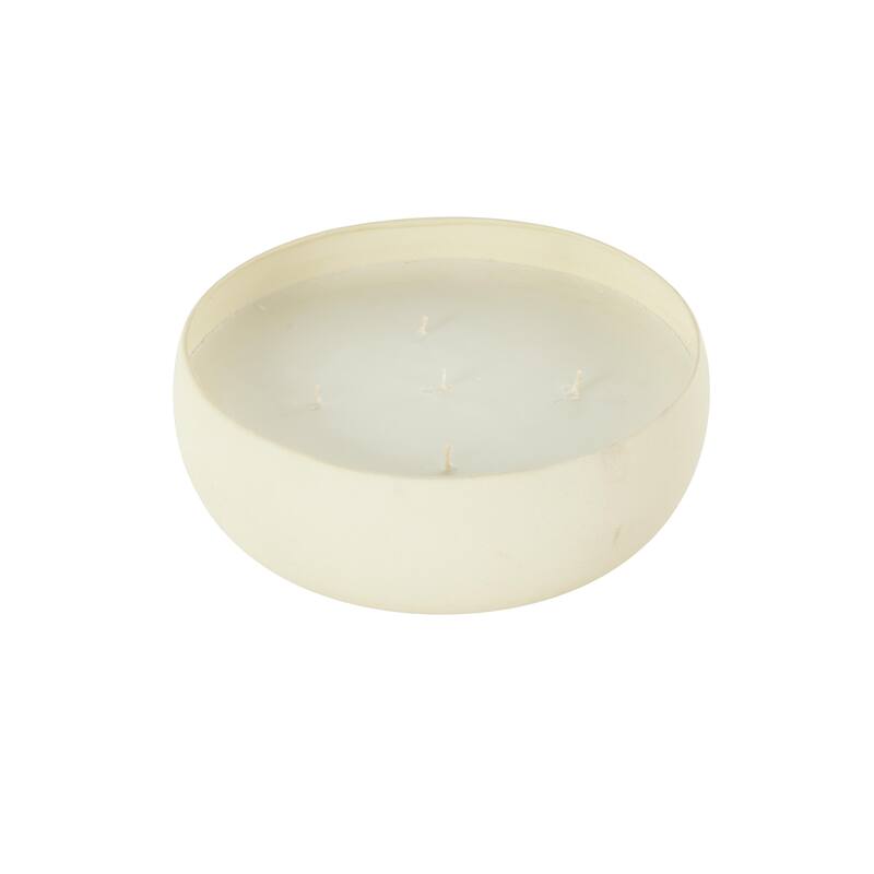 Beige, Black or Cream Metal Scented Textured 63oz 5 Wick Decorative Candle with White Wax