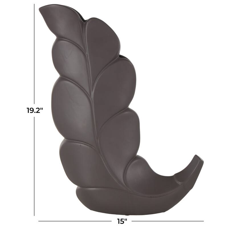 Black or White Ceramic Slanted Leaf Decorative Vase