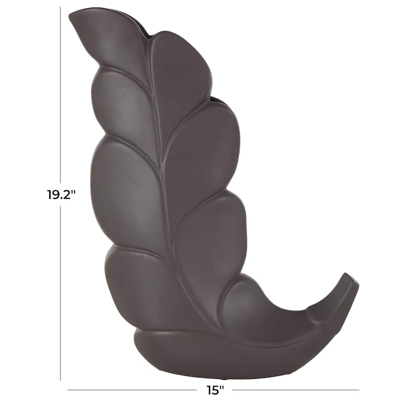 Ceramic Leaf Slanted Decorative Vase - Black or White - Roche River Decor