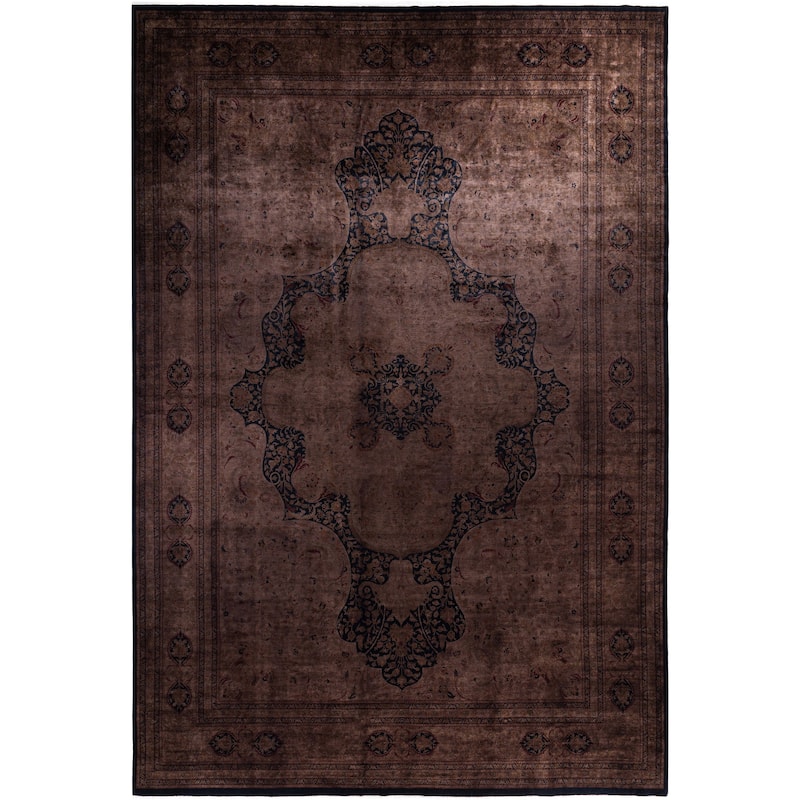 Overdyed One-of-a-Kind Hand-Knotted Area Rug - Brown - 12' 1" x 17' 10"
