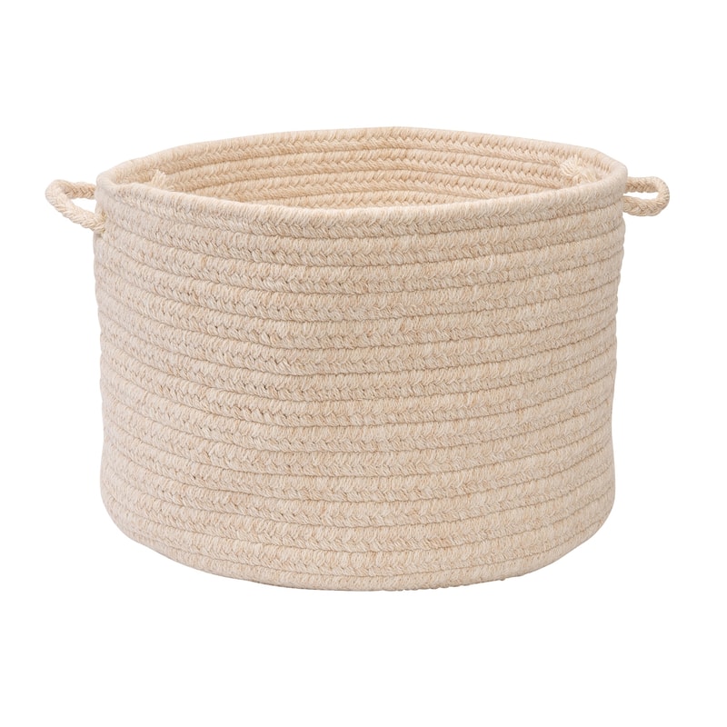 Bristol Braided Wool blend Storage Basket - 14"x14"x10" - Natural