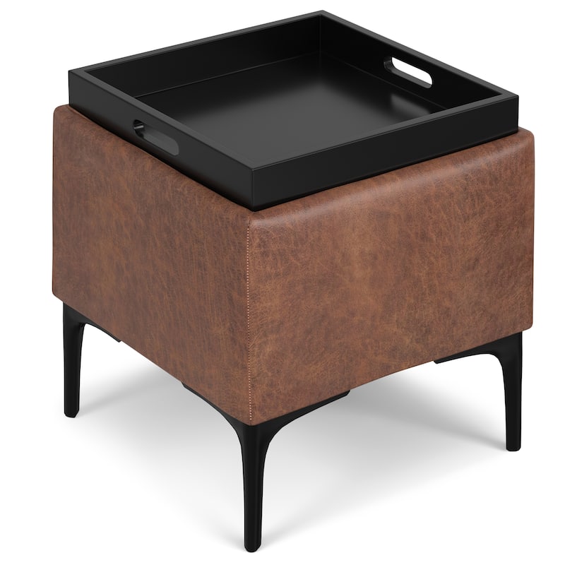 WYNDENHALL Evianna 18 inch Wide Contemporary Storage Ottoman with Tray