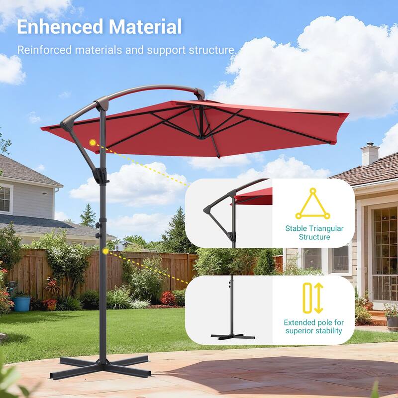 BONOSUKI 10ft Patio Offset Umbrella Outdoor Hanging Umbrella