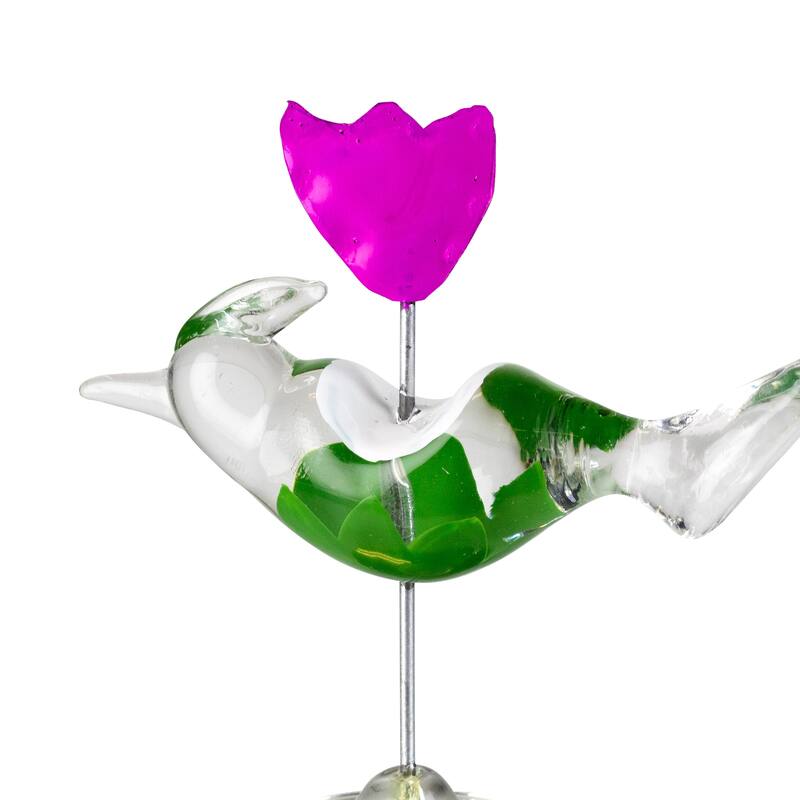 Cotton Candy Bird with Flower Crystal Figurine - 3.25"