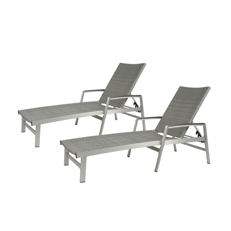 Oxton Outdoor Aluminum Chaise Lounge (Set of 2) by Christopher Knight Home