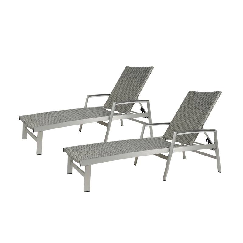 Roomfitters Oxton Outdoor Aluminum Chaise Lounge with Breathable Mesh Seat, Patio Recliner, Grey