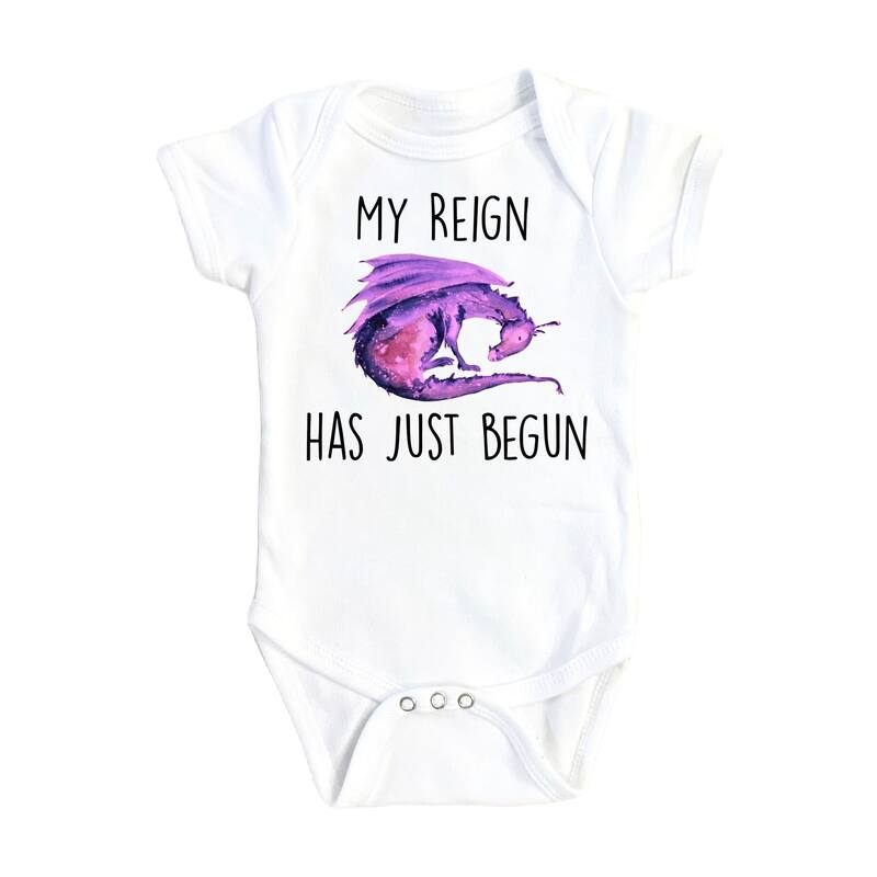 Dragon Purple - Baby Boy Girl Clothes Infant Bodysuit Funny Cute Newborn - White - 0-3M